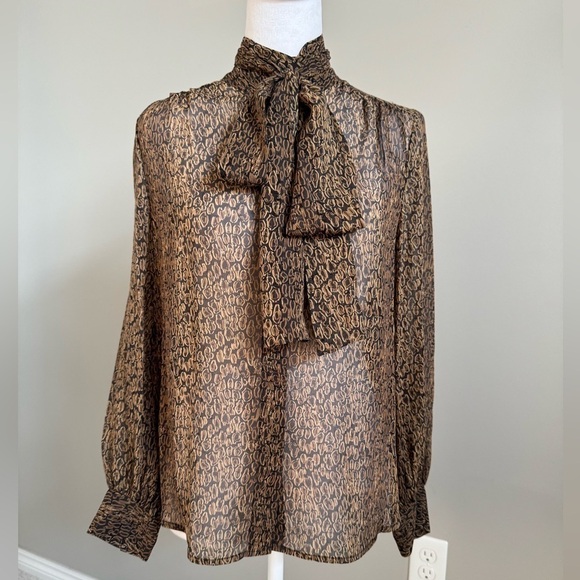 Pendleton Tops - Pendleton 100% Silk Long Sleeve Sheer Blouse Size 4 P